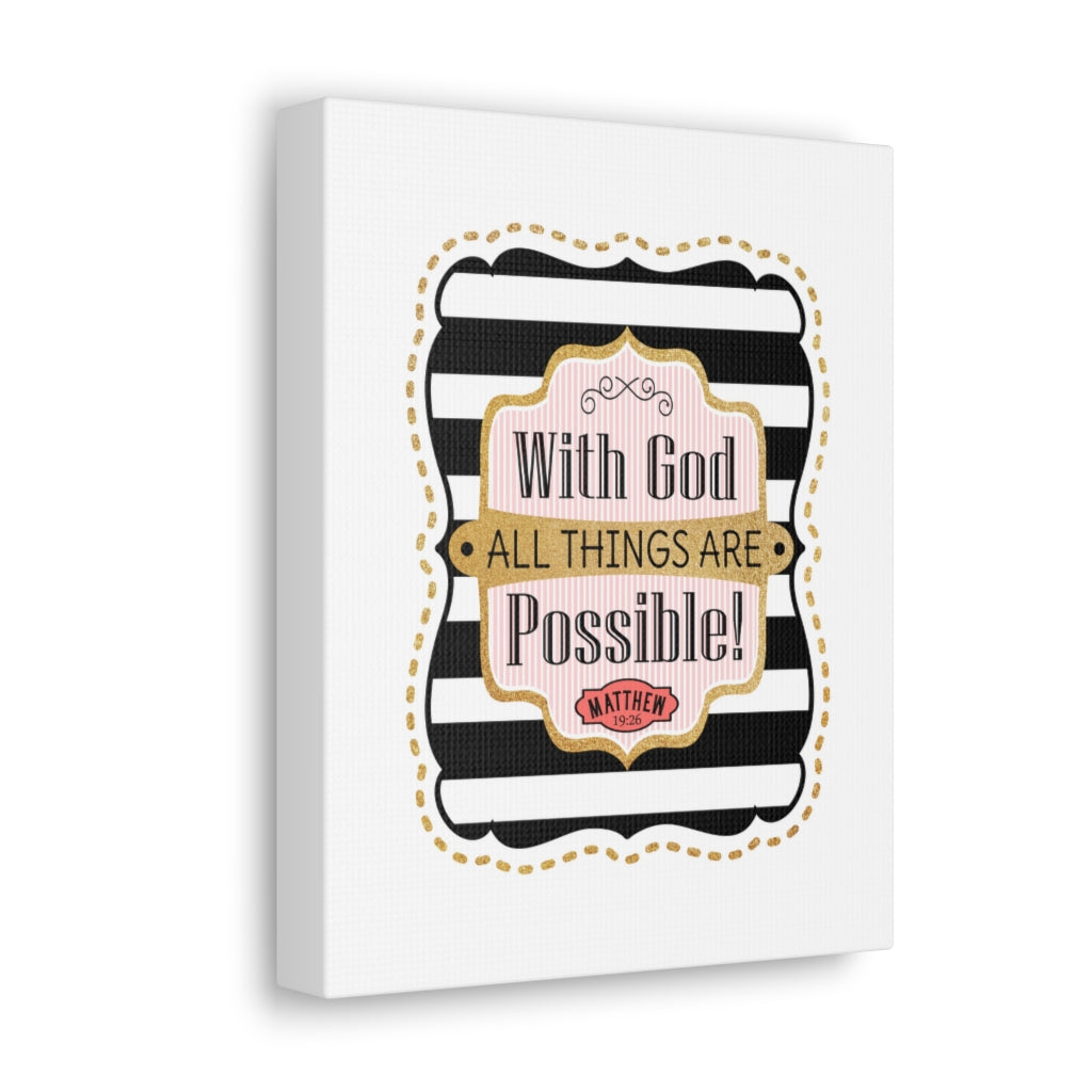 Scripture Walls All Things Are Possible Matthew 19:26 Bible Verse Canvas Christian Wall Art Ready to Hang Unframed-Express Your Love Gifts