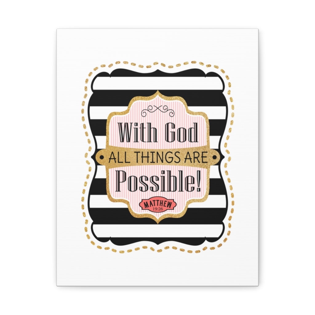 Scripture Walls All Things Are Possible Matthew 19:26 Bible Verse Canvas Christian Wall Art Ready to Hang Unframed-Express Your Love Gifts