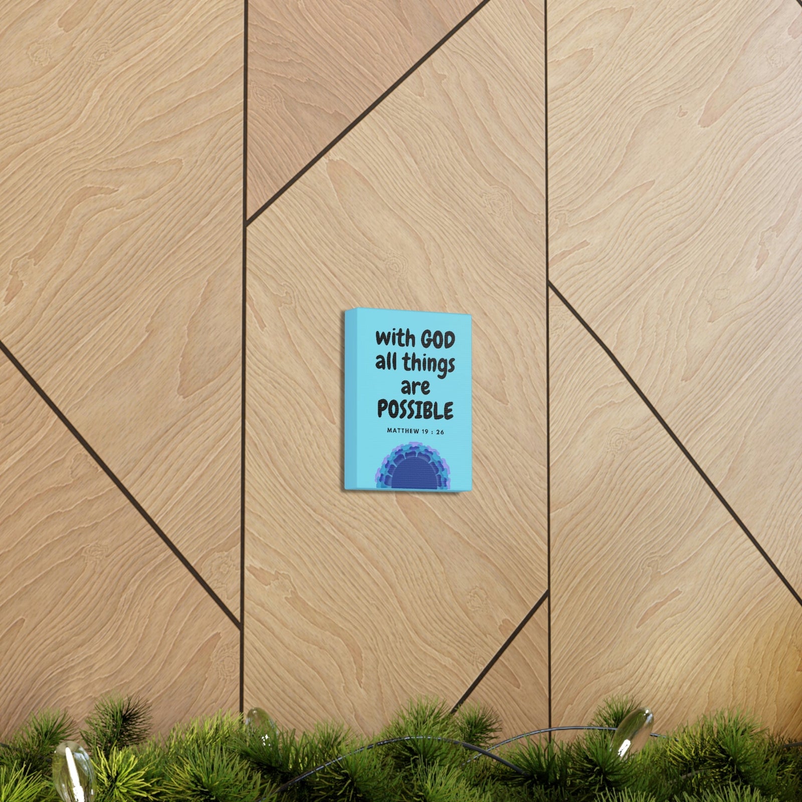 Scripture Walls All Things Are Possible Matthew 19:26 Blue Christian Wall Art Bible Verse Print Ready to Hang Unframed-Express Your Love Gifts