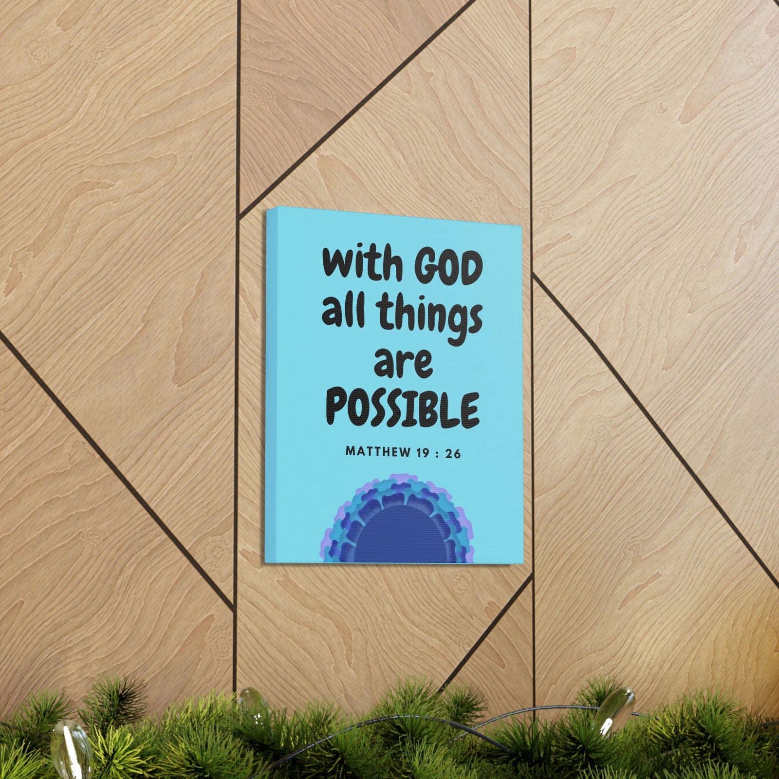 Scripture Walls All Things Are Possible Matthew 19:26 Blue Christian Wall Art Bible Verse Print Ready to Hang Unframed-Express Your Love Gifts
