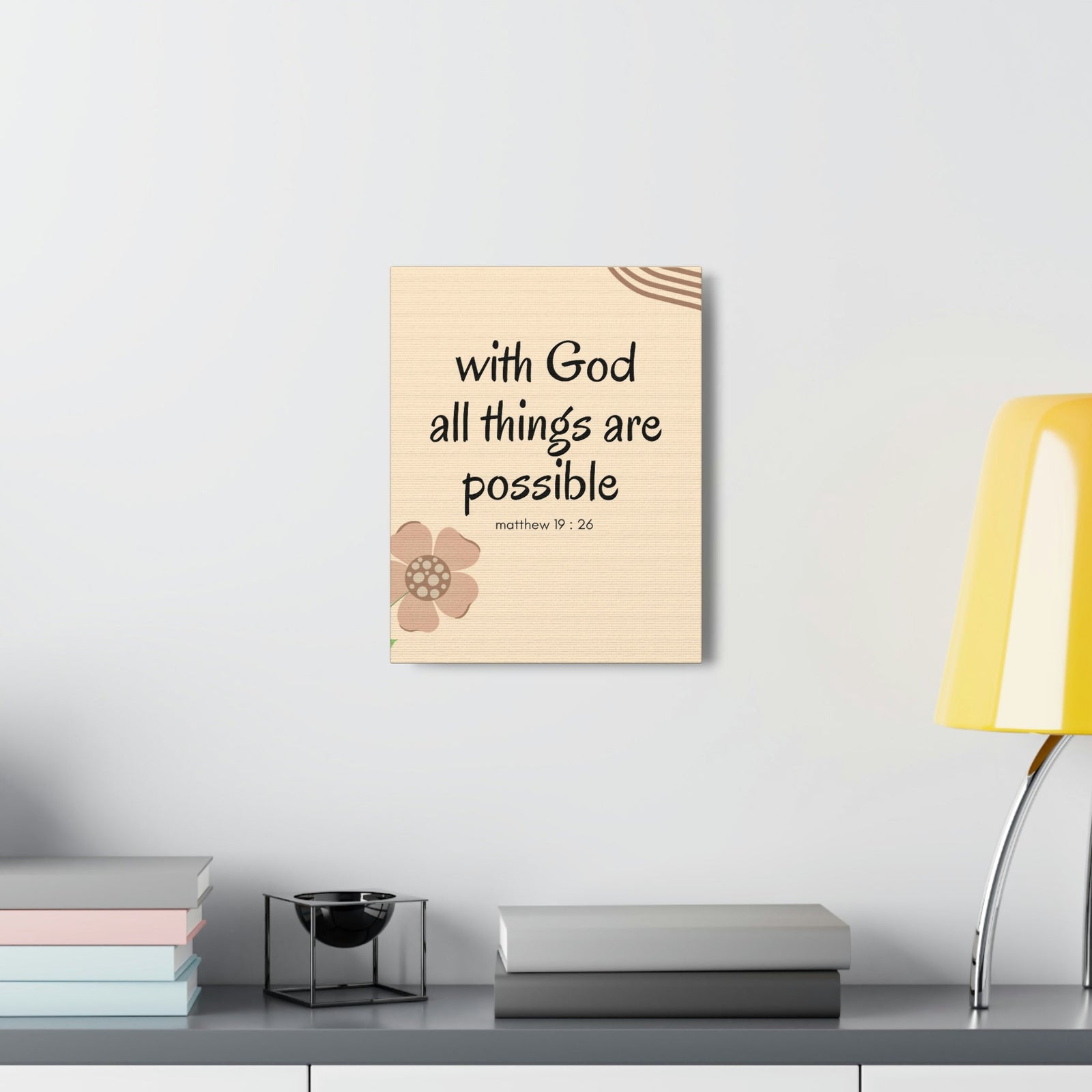 Scripture Walls All Things Are Possible Matthew 19:26 Brown Flower Christian Wall Art Bible Verse Print Ready to Hang Unframed-Express Your Love Gifts