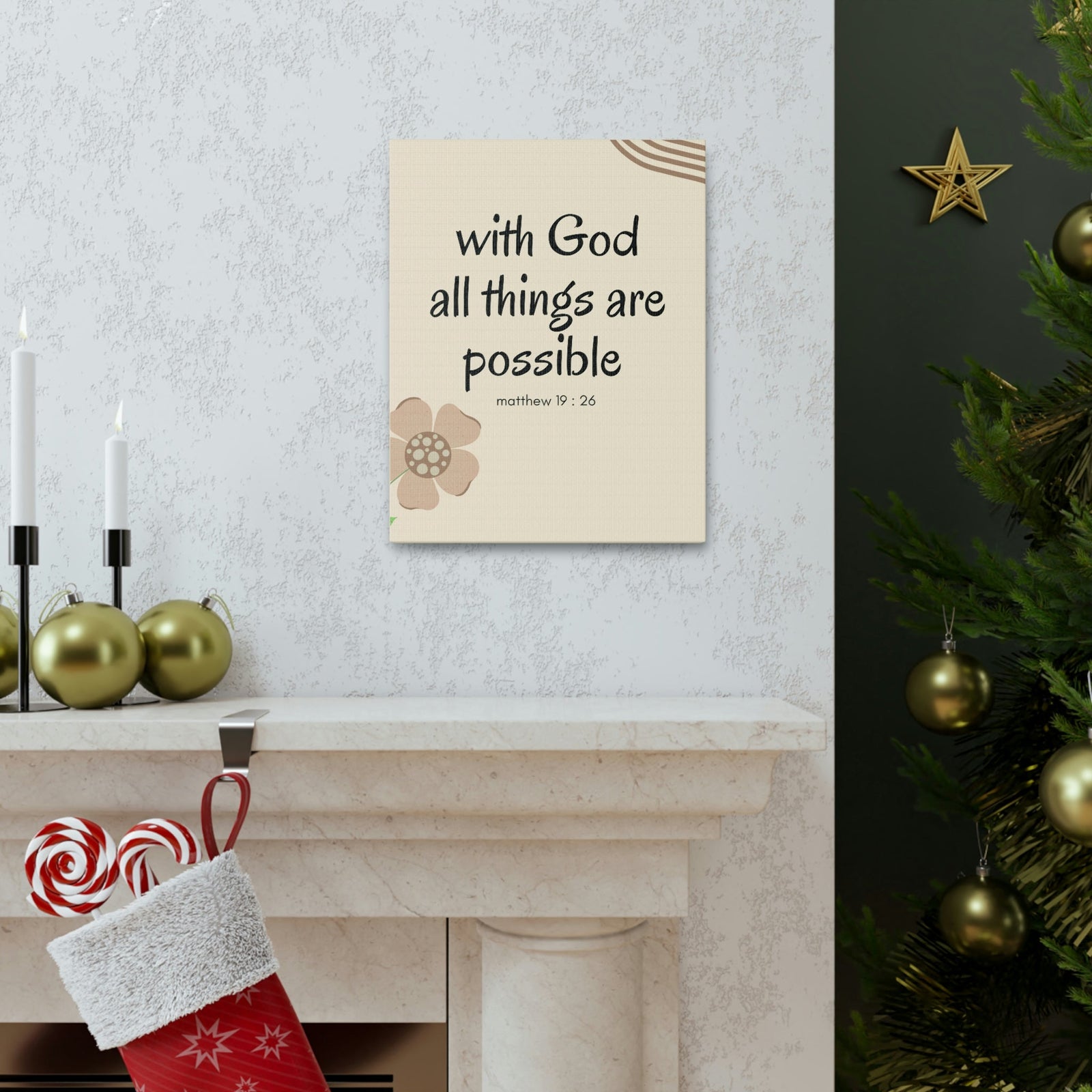 Scripture Walls All Things Are Possible Matthew 19:26 Brown Flower Christian Wall Art Bible Verse Print Ready to Hang Unframed-Express Your Love Gifts
