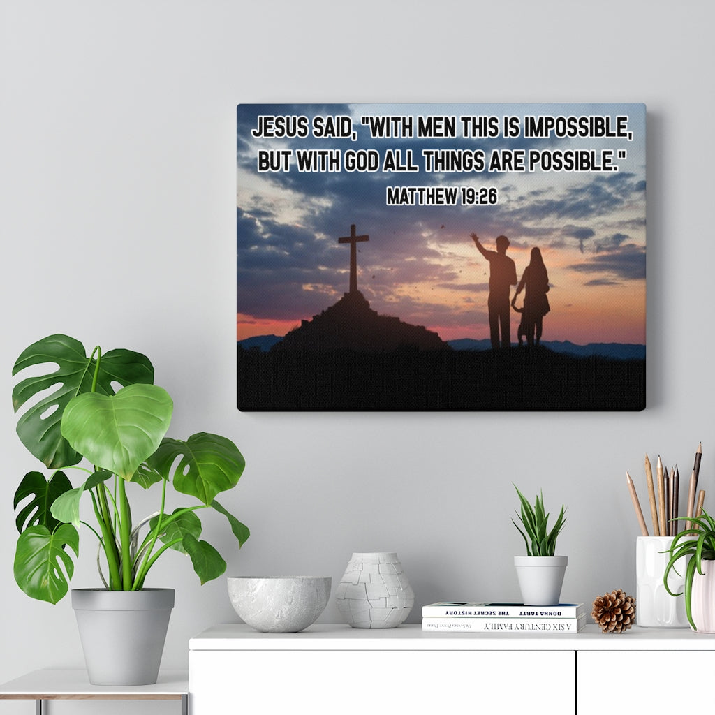 Scripture Walls All Things Are Possible Matthew 19:26 Christian Dad Canvas Unframed-Express Your Love Gifts