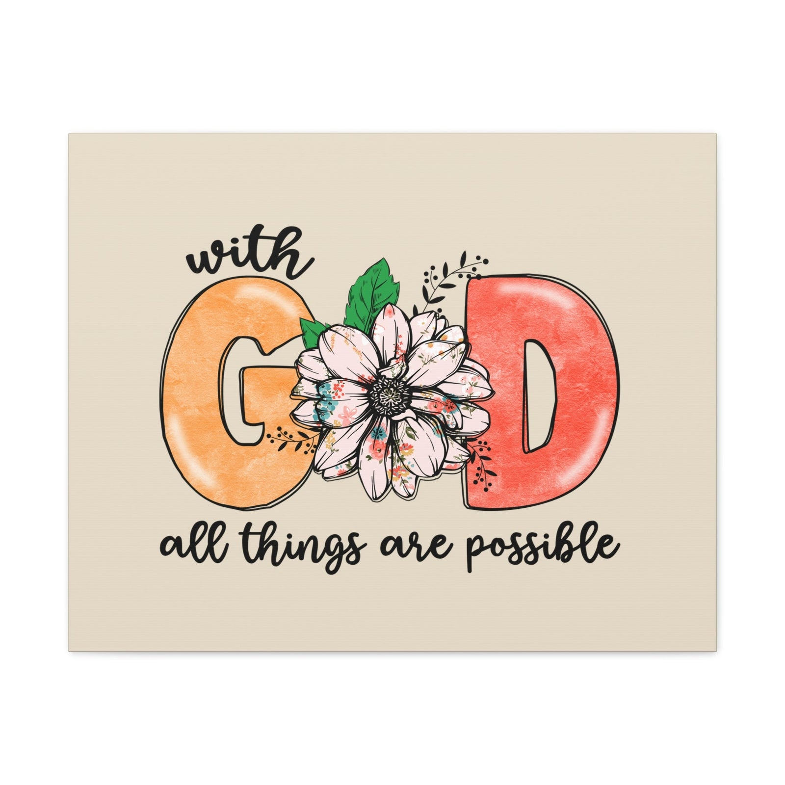 Scripture Walls All Things Possible Floral Pastel Matthew 19:26 Bible Verse Canvas Christian Wall Art Ready to Hang Unframed-Express Your Love Gifts