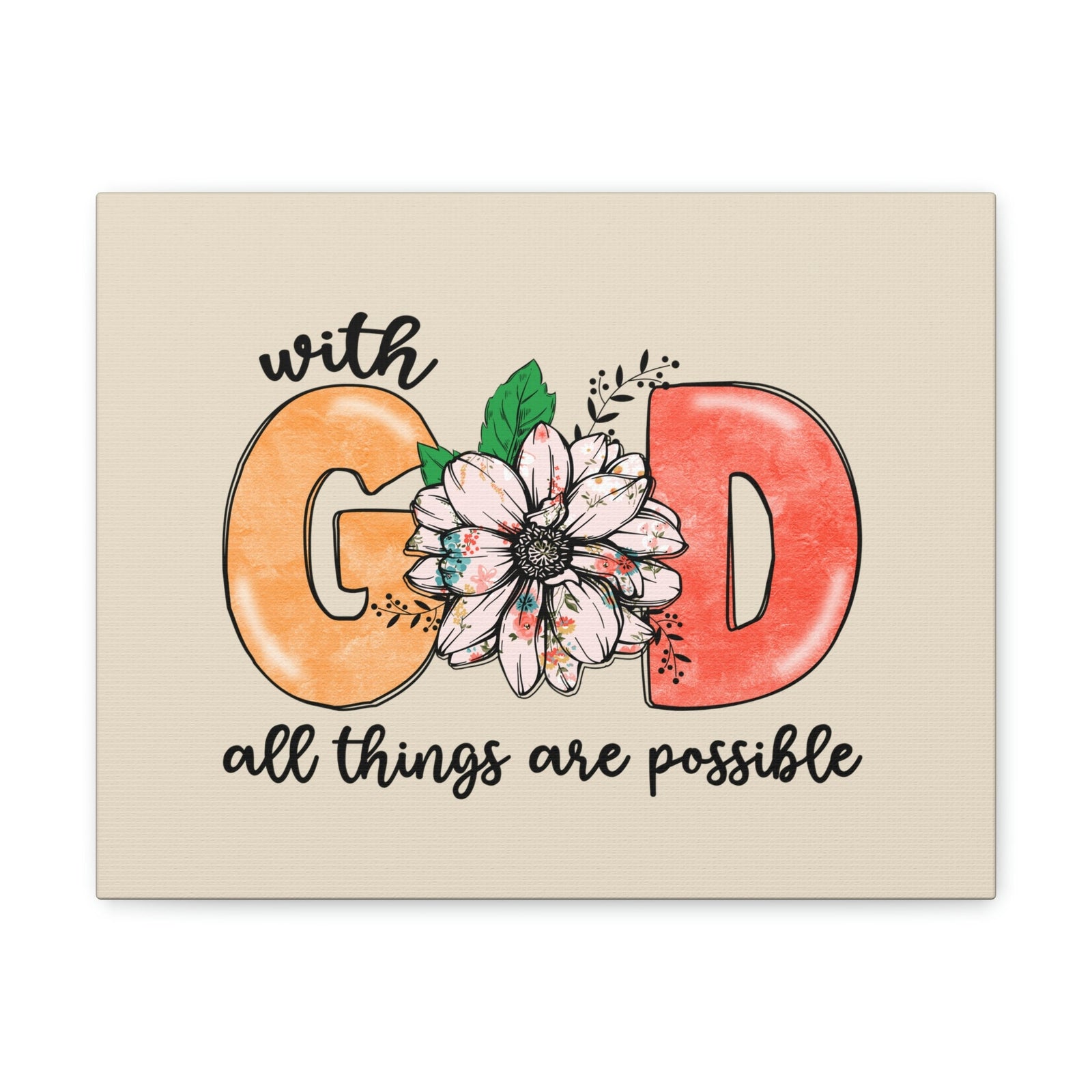 Scripture Walls All Things Possible Floral Pastel Matthew 19:26 Bible Verse Canvas Christian Wall Art Ready to Hang Unframed-Express Your Love Gifts