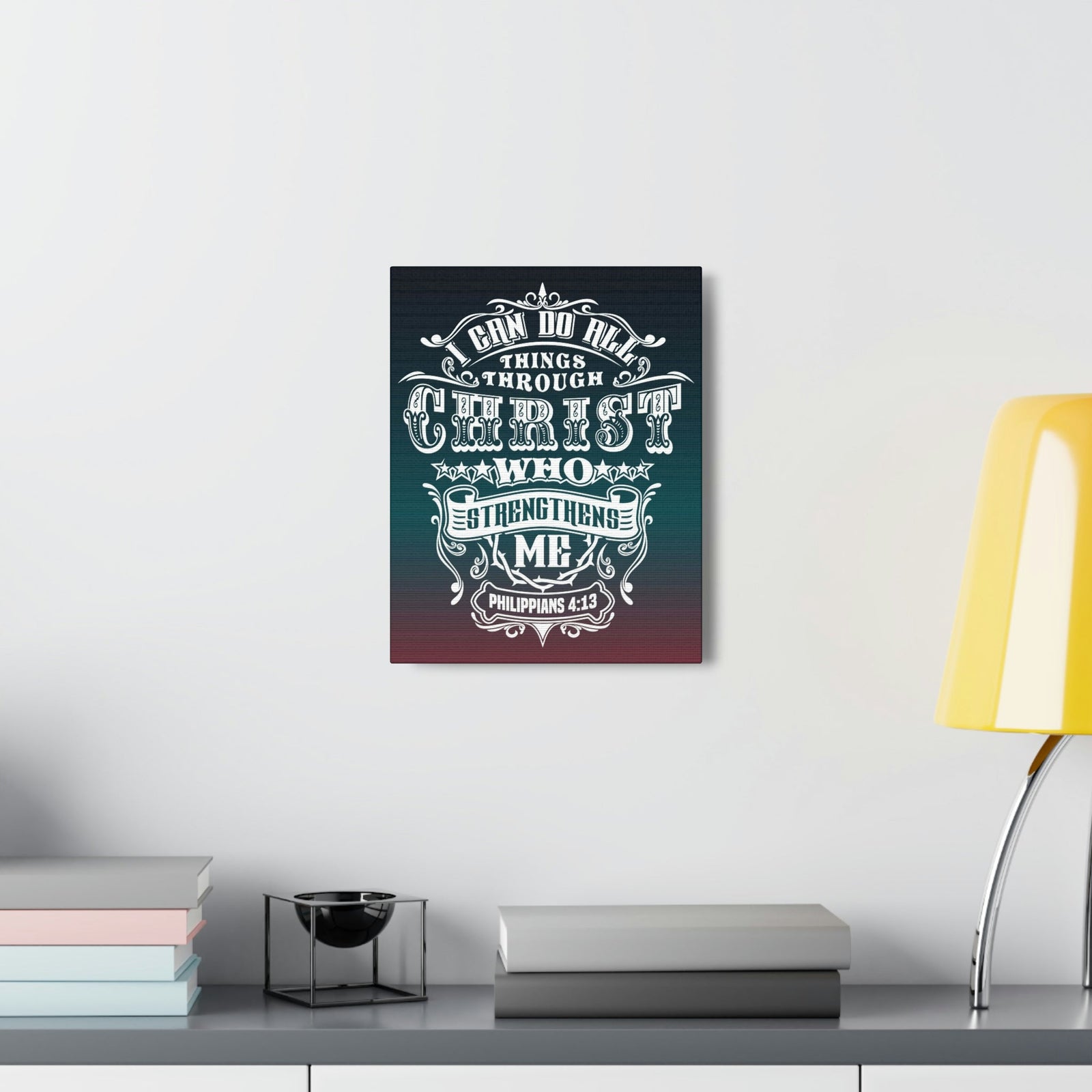 Scripture Walls All Things Through Christ Philippians 4:13 Stars Christian Wall Art Bible Verse Print Ready to Hang Unframed-Express Your Love Gifts
