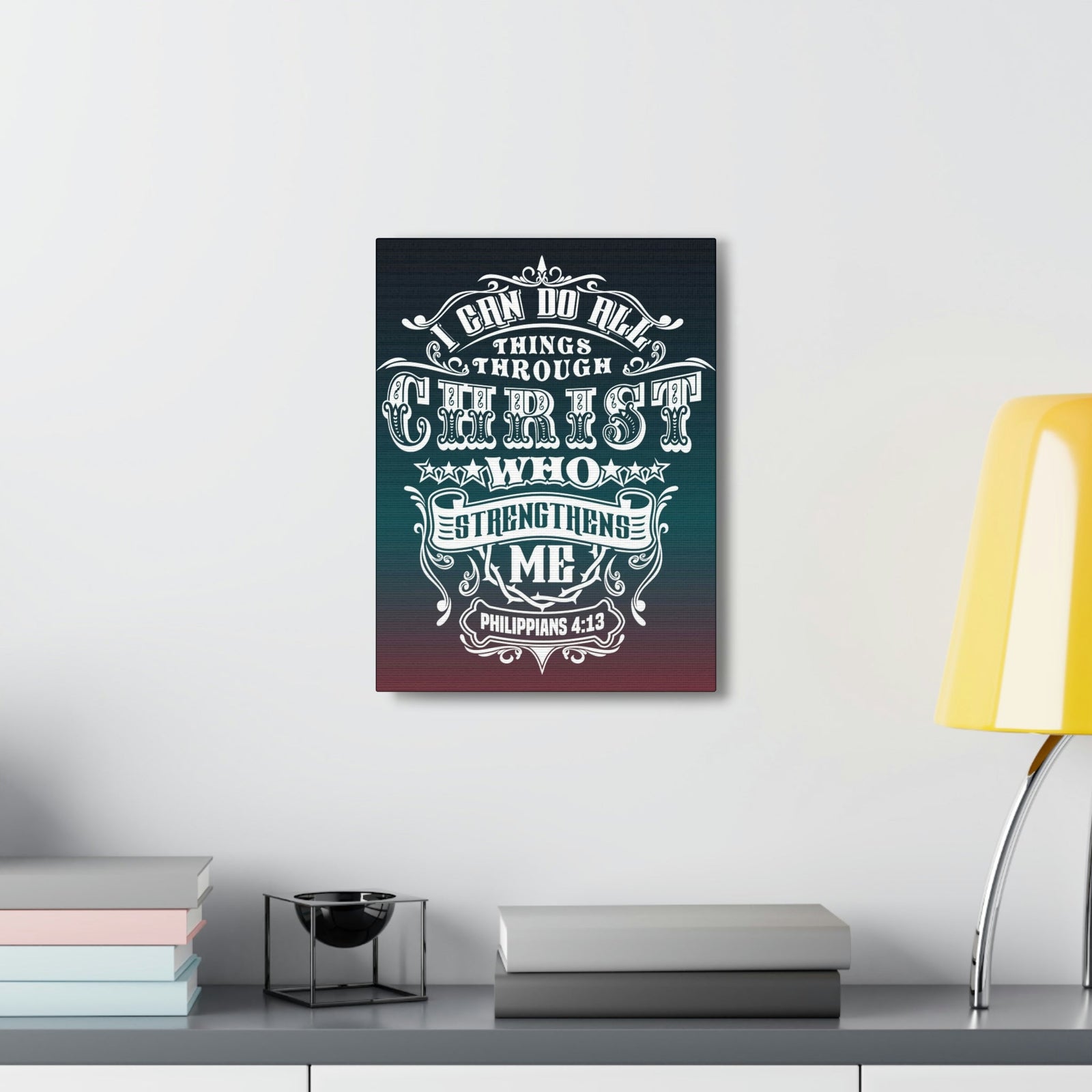 Scripture Walls All Things Through Christ Philippians 4:13 Stars Christian Wall Art Bible Verse Print Ready to Hang Unframed-Express Your Love Gifts