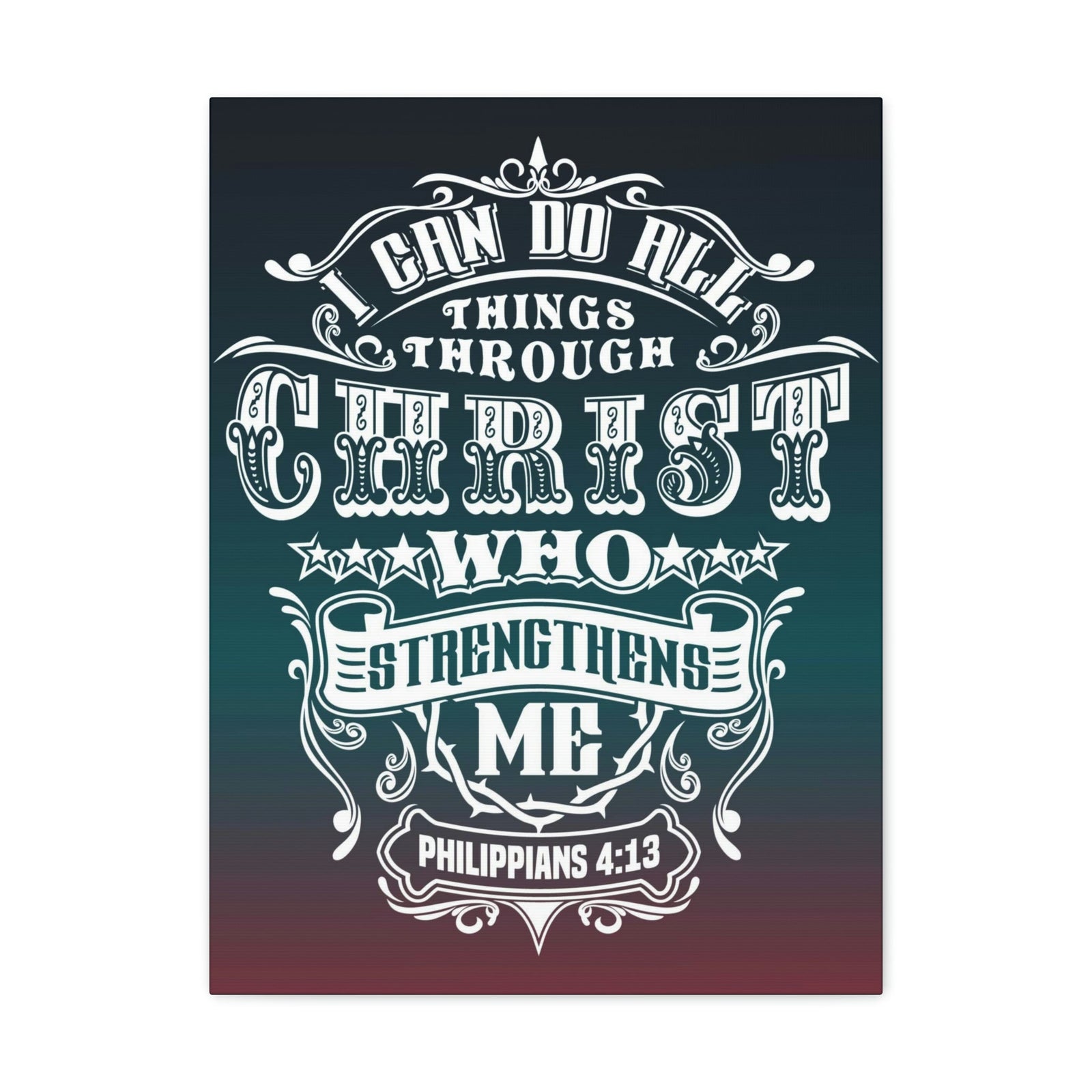 Scripture Walls All Things Through Christ Philippians 4:13 Stars Christian Wall Art Bible Verse Print Ready to Hang Unframed-Express Your Love Gifts