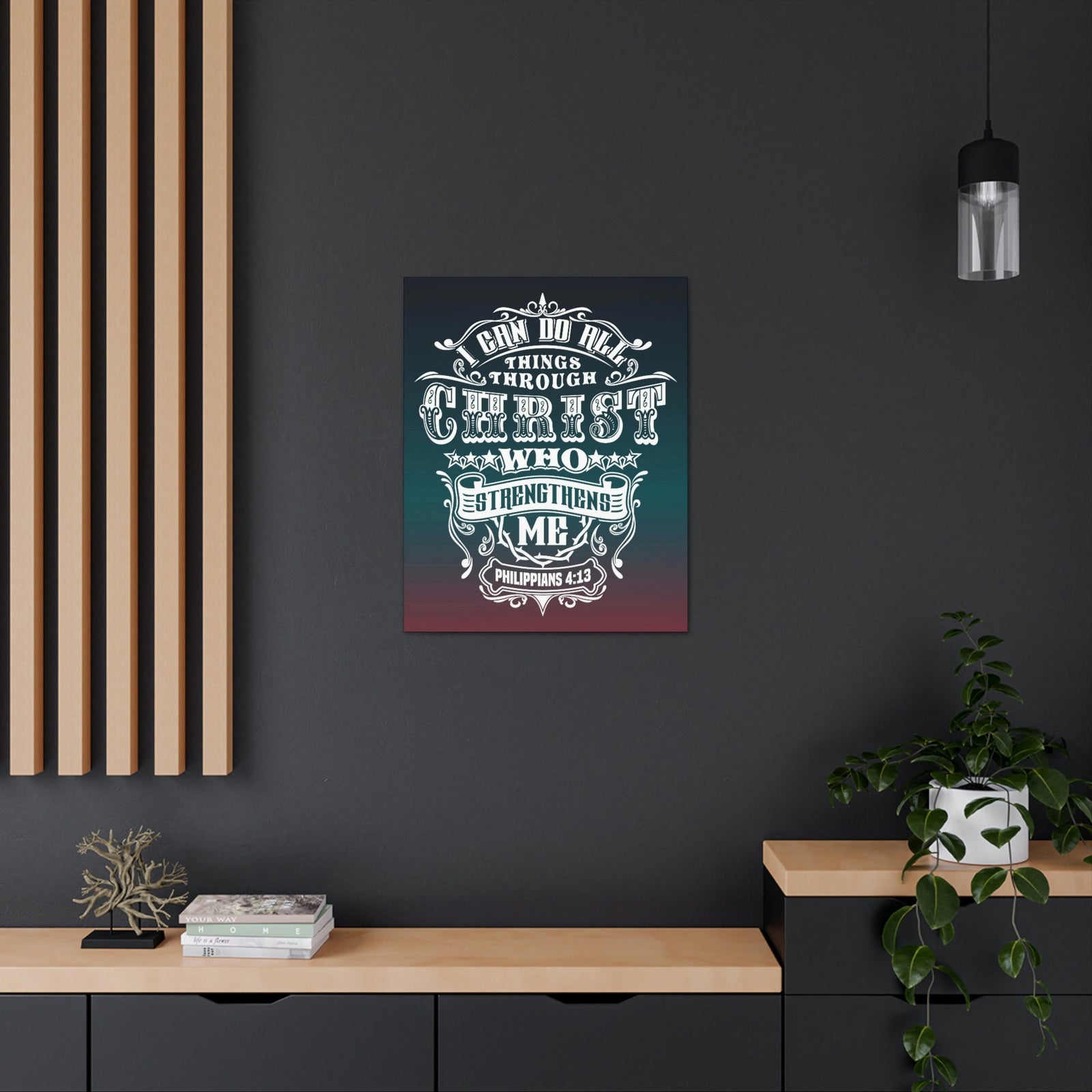 Scripture Walls All Things Through Christ Philippians 4:13 Stars Christian Wall Art Bible Verse Print Ready to Hang Unframed-Express Your Love Gifts