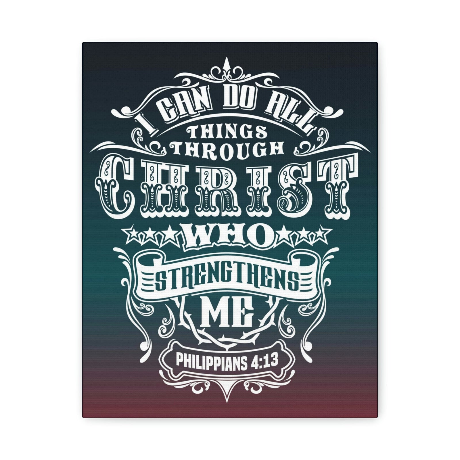 Scripture Walls All Things Through Christ Philippians 4:13 Stars Christian Wall Art Bible Verse Print Ready to Hang Unframed-Express Your Love Gifts