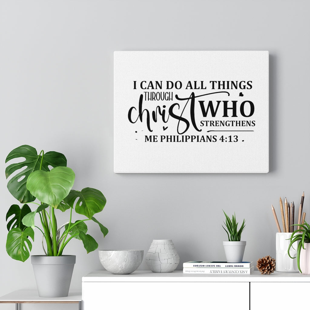 Scripture Walls All Things Through Christ Philippians 4:13 white Bible Verse Canvas Christian Wall Art Ready to Hang Unframed-Express Your Love Gifts