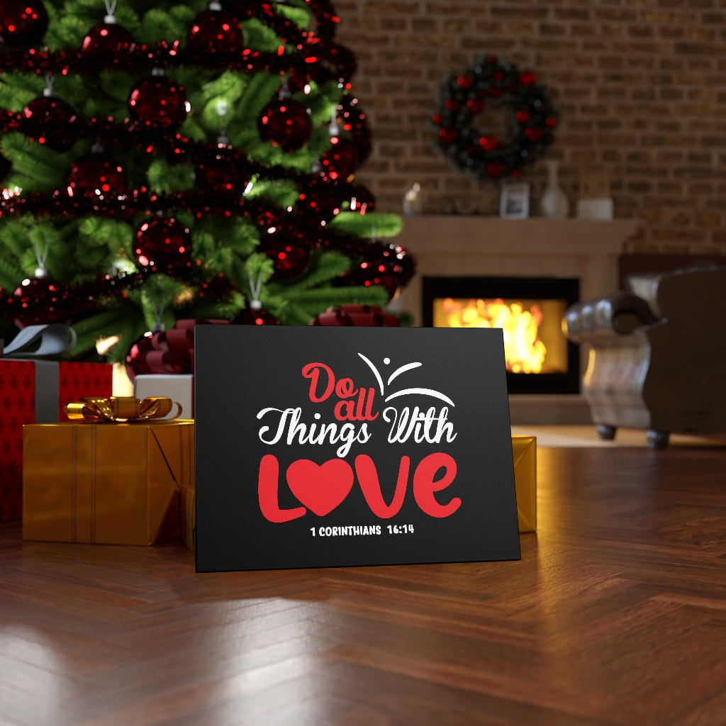 Scripture Walls All Things With Love Red 1 Corinthians 16:14 Bible Verse Canvas Christian Wall Art Ready to Hang Unframed-Express Your Love Gifts