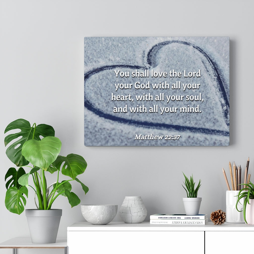 Scripture Walls All Thy Heart Matthew 22:37 Bible Verse Canvas Christian Wall Art Ready to Hang Unframed-Express Your Love Gifts