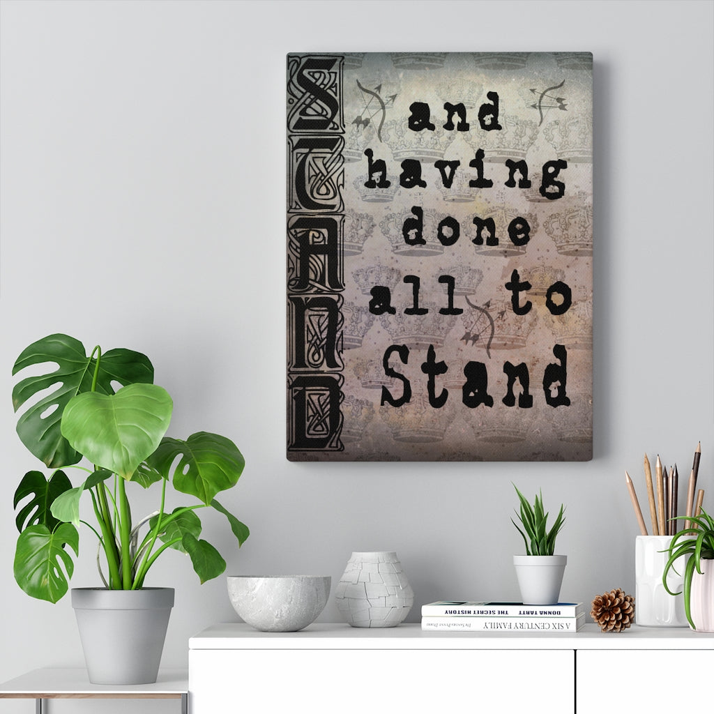 Scripture Walls All To Stand Ephesians 6:13 Bible Verse Canvas Christian Wall Art Ready to Hang Unframed-Express Your Love Gifts