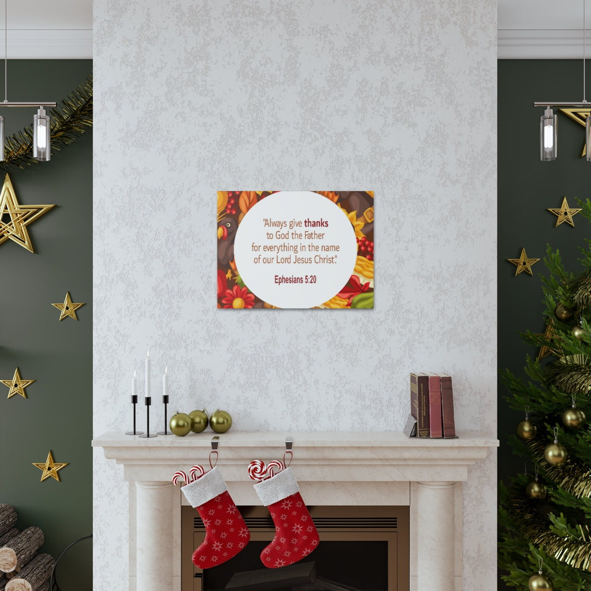 Scripture Walls Always Give Thanks Ephesians 5:20 Bible Verse Canvas Christian Wall Art Ready to Hang Unframed-Express Your Love Gifts