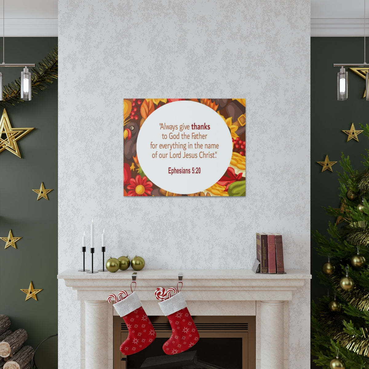 Scripture Walls Always Give Thanks Ephesians 5:20 Bible Verse Canvas Christian Wall Art Ready to Hang Unframed-Express Your Love Gifts