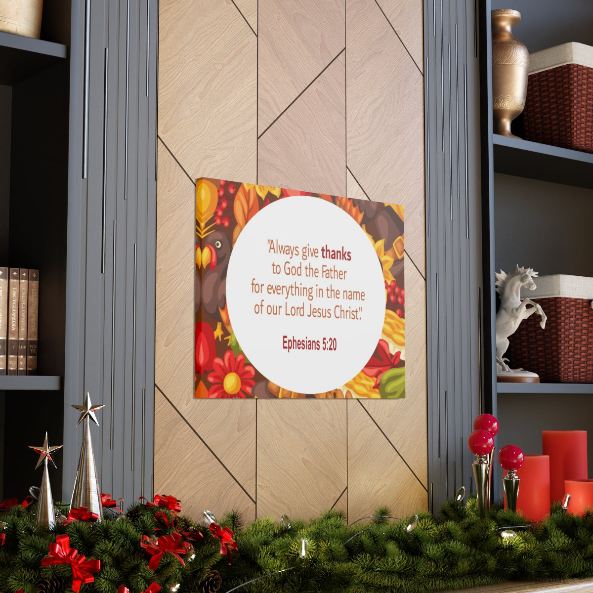 Scripture Walls Always Give Thanks Ephesians 5:20 Bible Verse Canvas Christian Wall Art Ready to Hang Unframed-Express Your Love Gifts