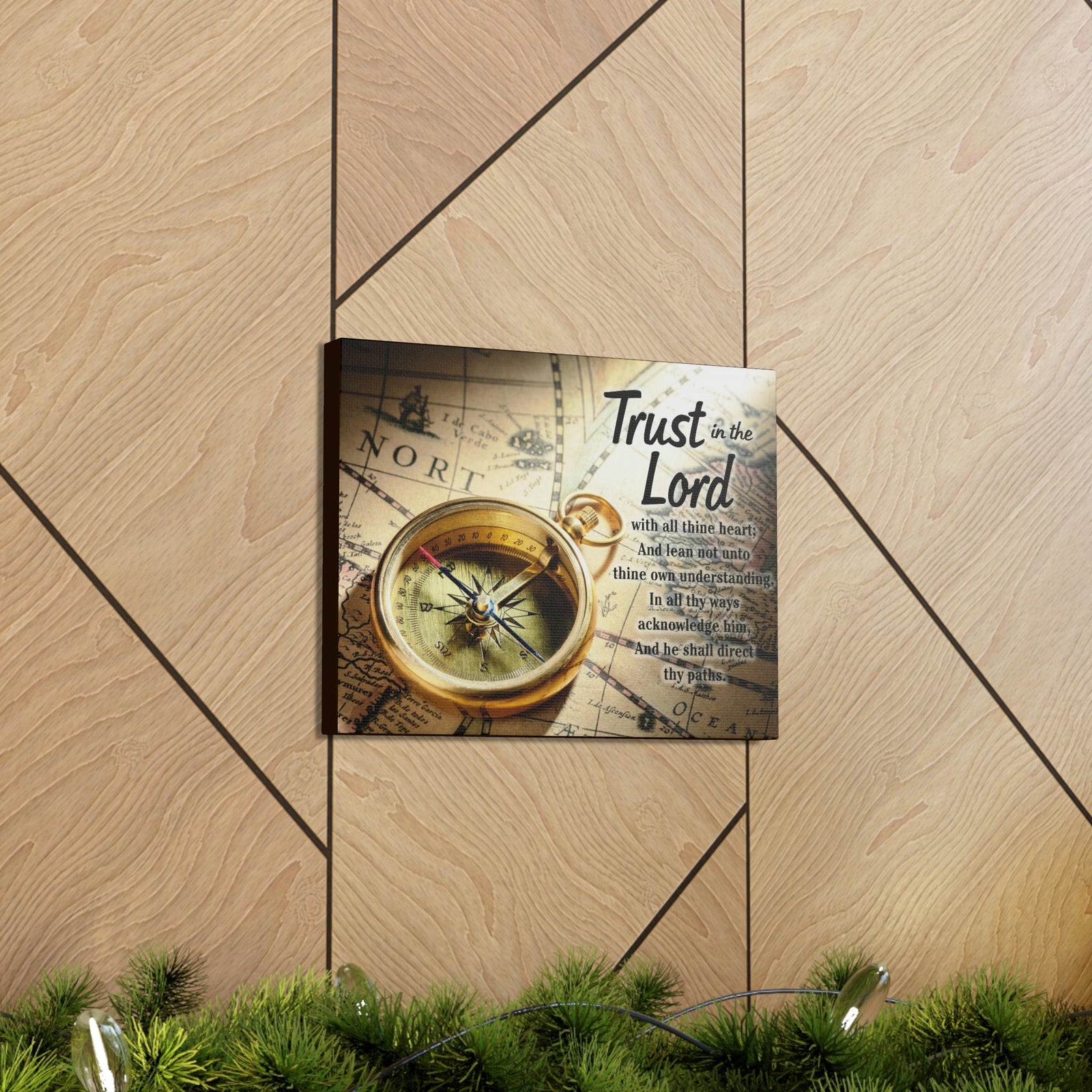 Scripture Walls Ancient Map Proverbs 3:6 Bible Verse Canvas Christian Wall Art Ready to Hang Unframed-Express Your Love Gifts