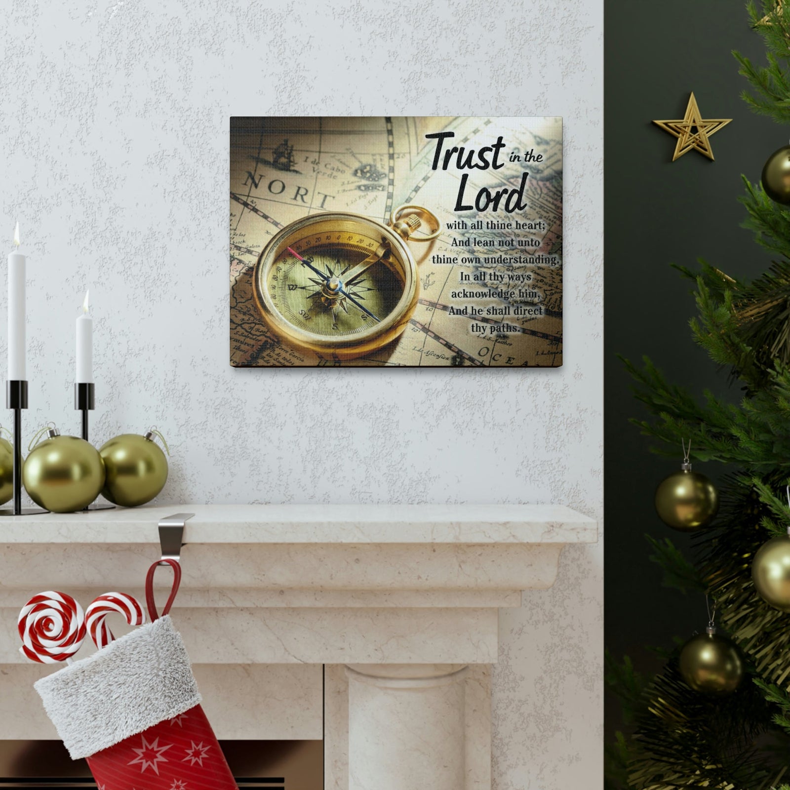 Scripture Walls Ancient Map Proverbs 3:6 Bible Verse Canvas Christian Wall Art Ready to Hang Unframed-Express Your Love Gifts