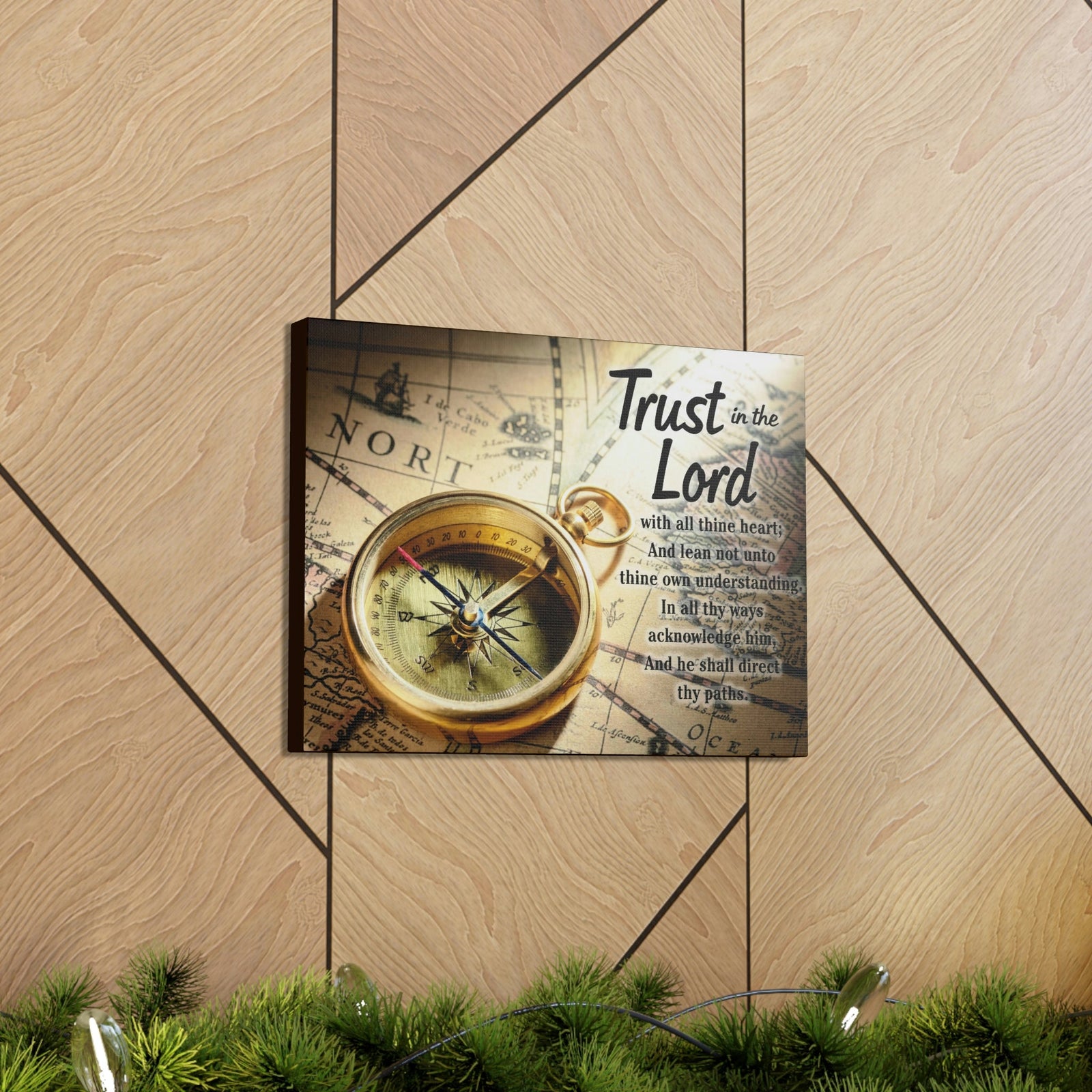 Scripture Walls Ancient Map Proverbs 3:6 Bible Verse Canvas Christian Wall Art Ready to Hang Unframed-Express Your Love Gifts
