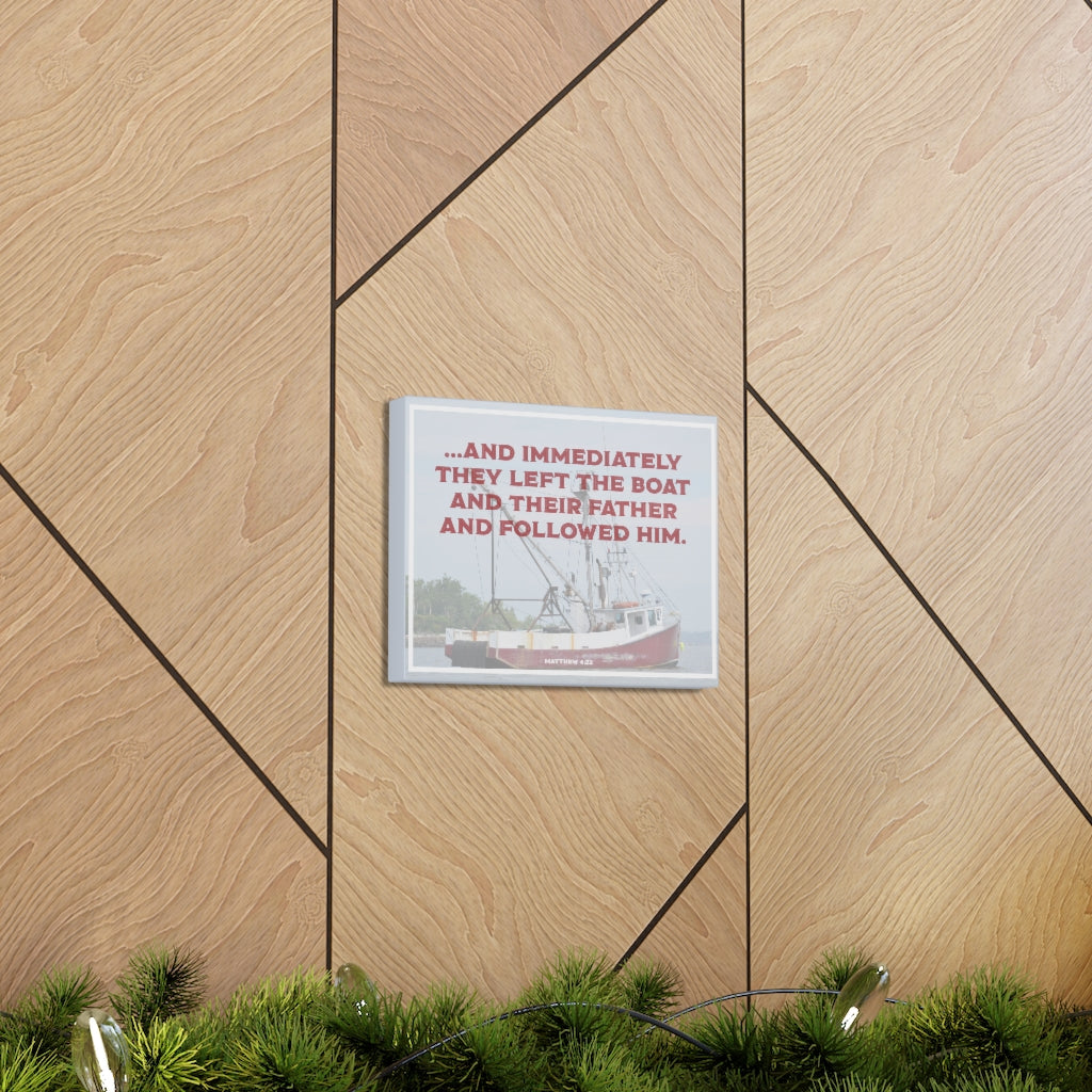 Scripture Walls And Followed Him Matthew 4:22 Bible Verse Canvas Christian Wall Art Ready to Hang Unframed-Express Your Love Gifts