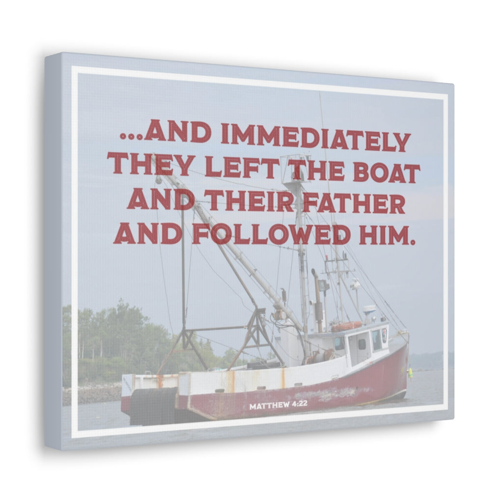 Scripture Walls And Followed Him Matthew 4:22 Bible Verse Canvas Christian Wall Art Ready to Hang Unframed-Express Your Love Gifts