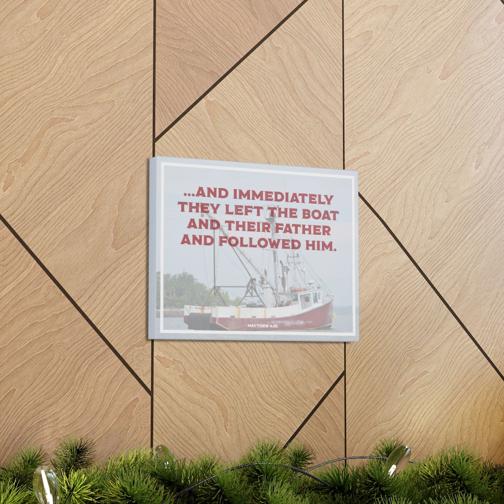 Scripture Walls And Followed Him Matthew 4:22 Bible Verse Canvas Christian Wall Art Ready to Hang Unframed-Express Your Love Gifts