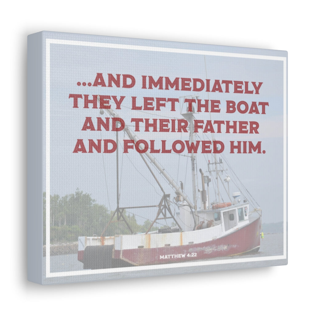 Scripture Walls And Followed Him Matthew 4:22 Bible Verse Canvas Christian Wall Art Ready to Hang Unframed-Express Your Love Gifts