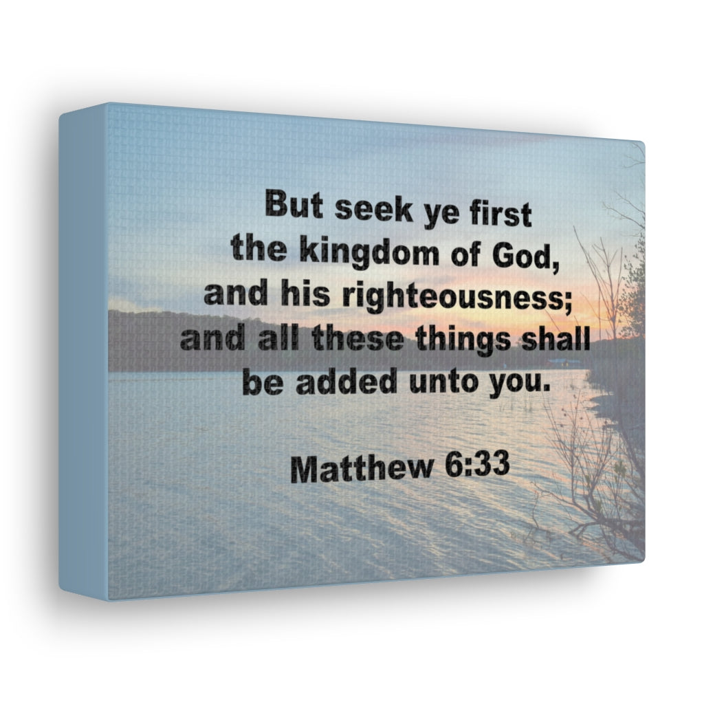 Scripture Walls And His Righteousness Matthew 6:33 Plain Bible Verse Canvas Christian Wall Art Ready to Hang Unframed-Express Your Love Gifts