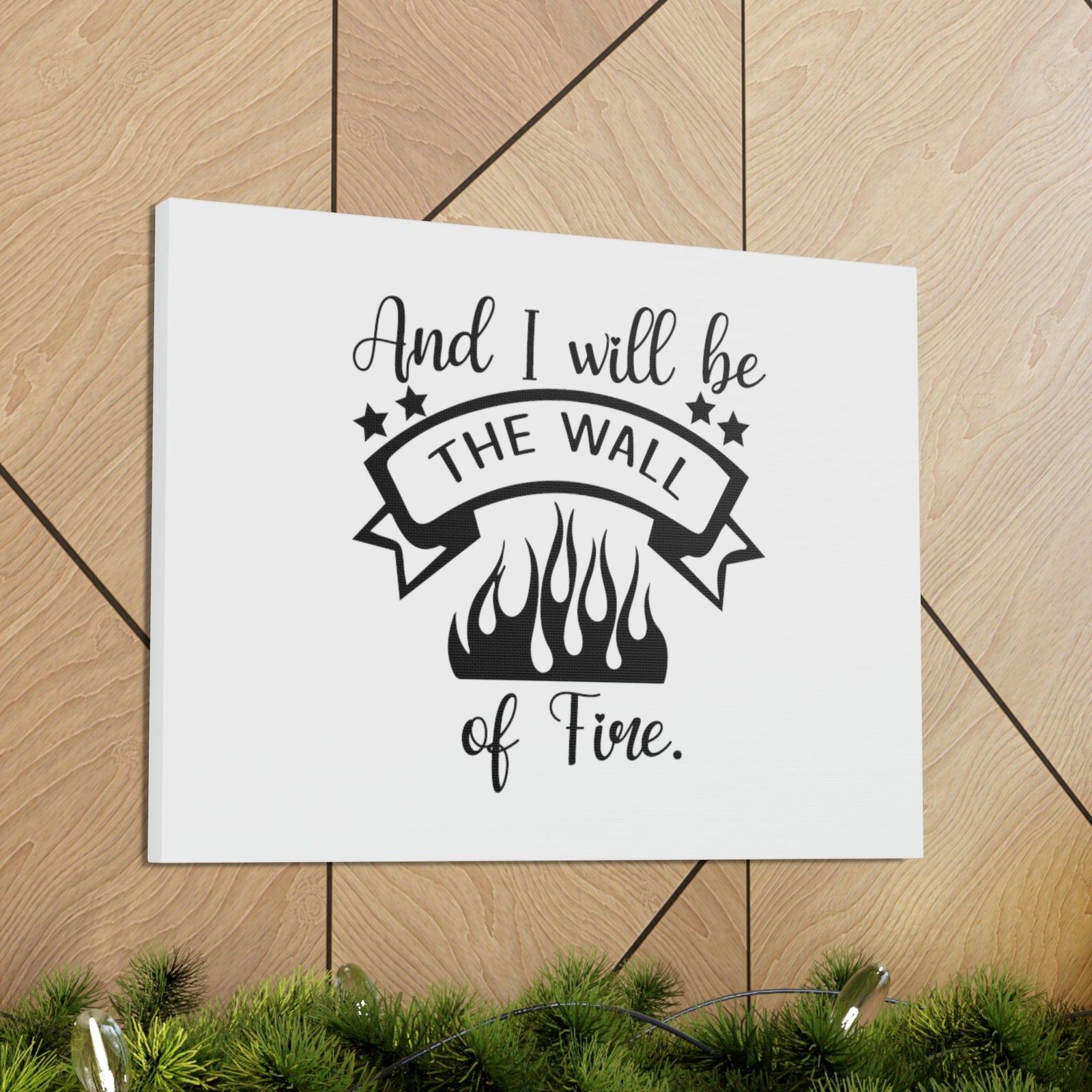 Scripture Walls And I Will Be The Wall Of Fire Zechariah 2:5 Cursive Christian Wall Art Bible Verse Print Ready to Hang Unframed-Express Your Love Gifts
