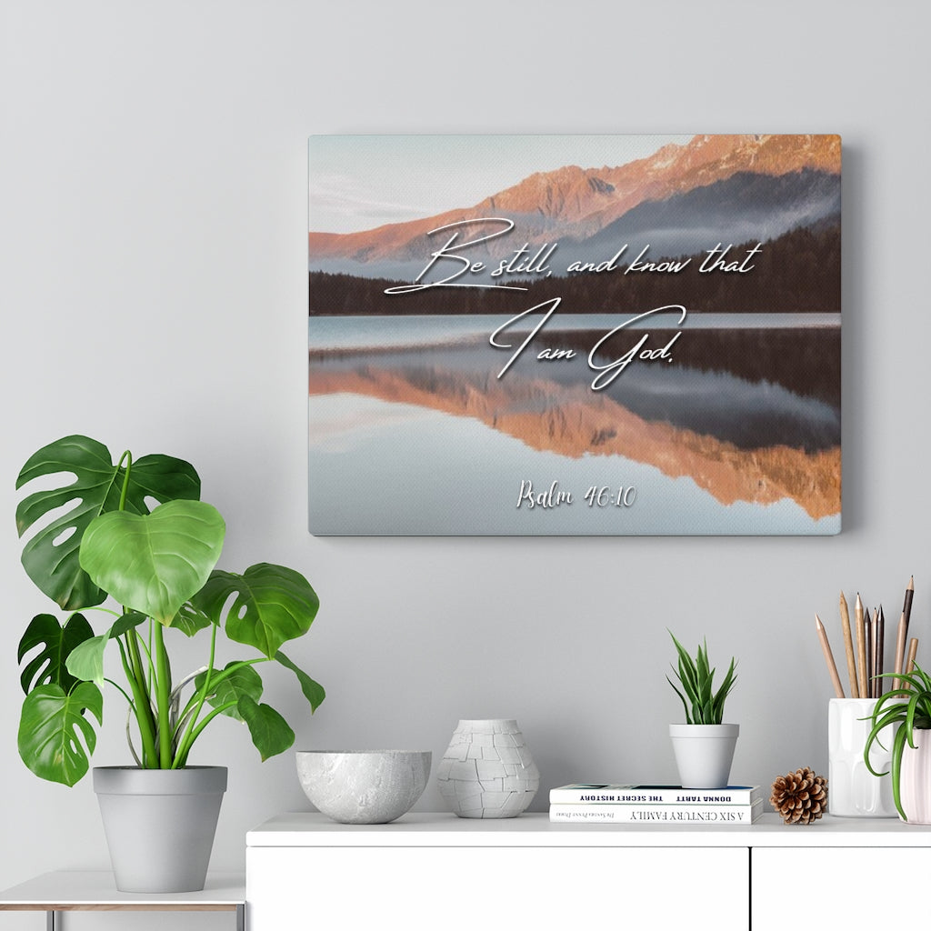 Scripture Walls And Know That I Am God Psalm 46:10 Bible Verse Canvas Christian Wall Art Ready to Hang Unframed-Express Your Love Gifts