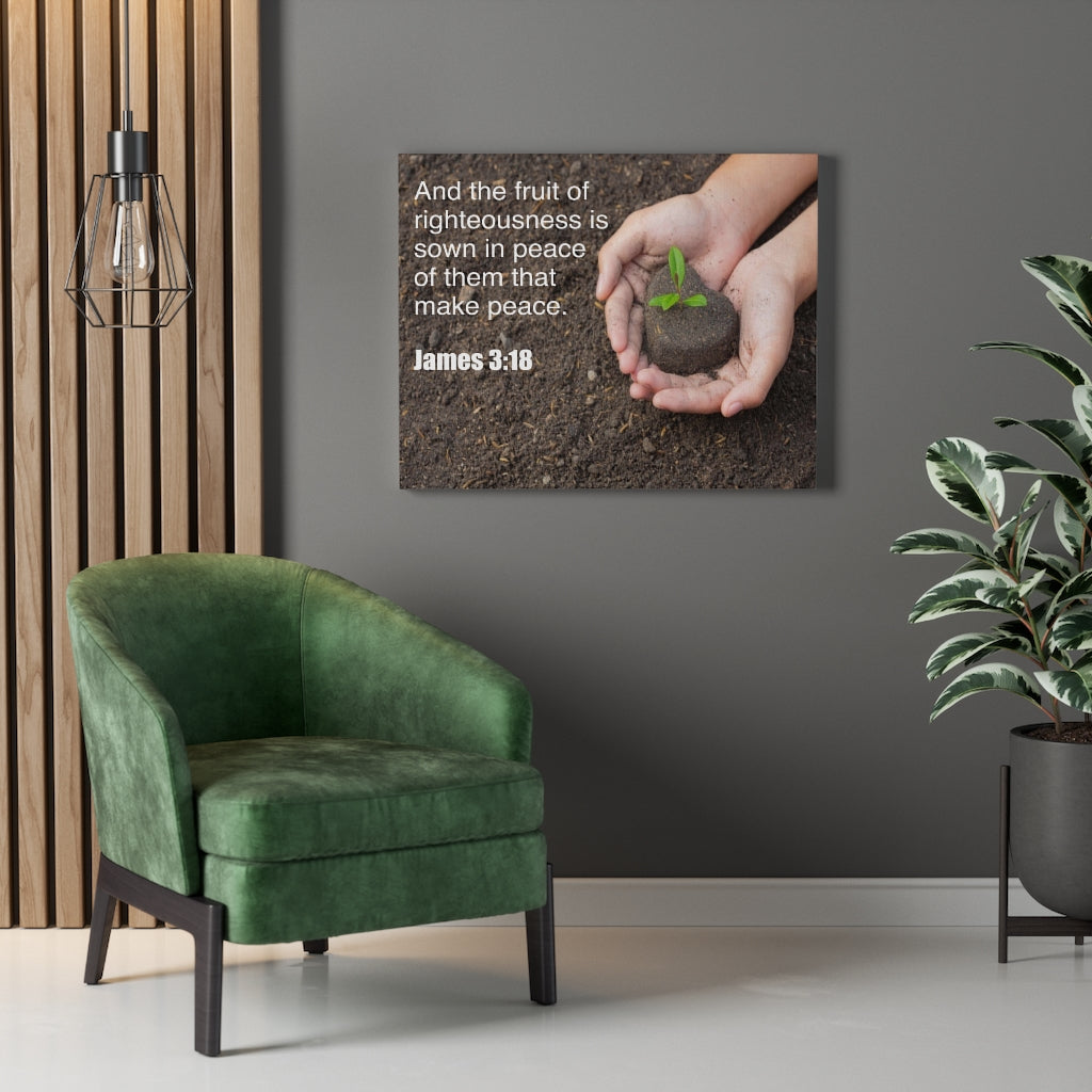 Scripture Walls And The Fruit of Righteousness James 3:18 Bible Verse Canvas Christian Wall Art Ready to Hang Unframed-Express Your Love Gifts