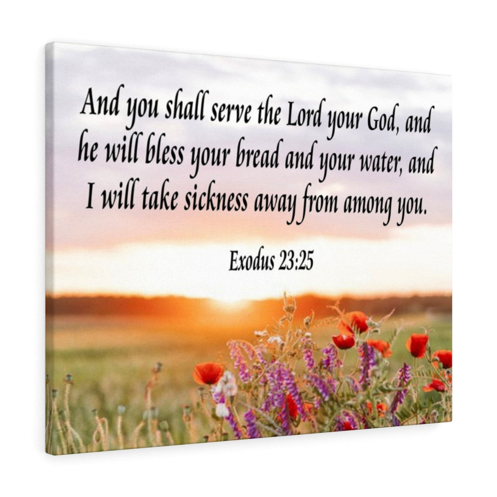 Scripture Walls And You Shall Serve the Lord Exodus 23:25 Scripture Bible Verse Canvas Christian Wall Art Ready to Hang Unframed-Express Your Love Gifts