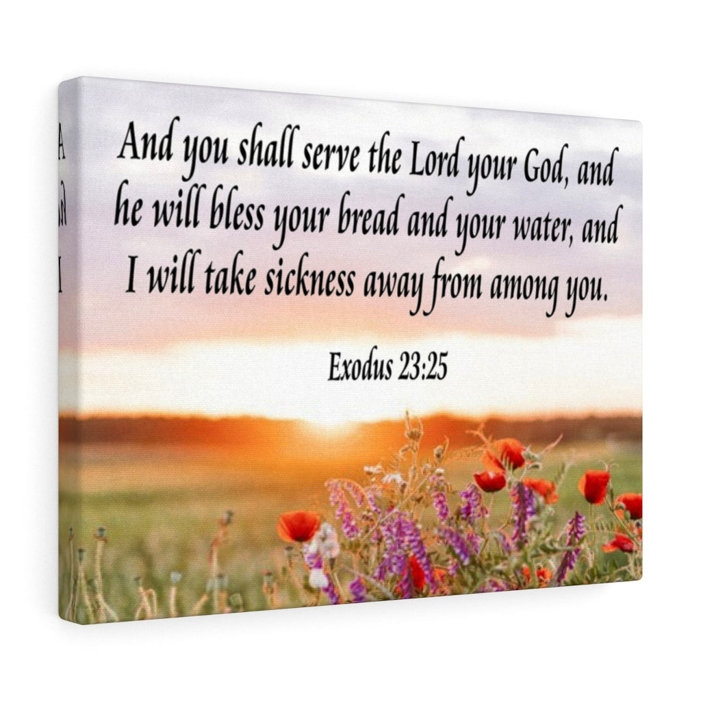 Scripture Walls And You Shall Serve the Lord Exodus 23:25 Scripture Bible Verse Canvas Christian Wall Art Ready to Hang Unframed-Express Your Love Gifts