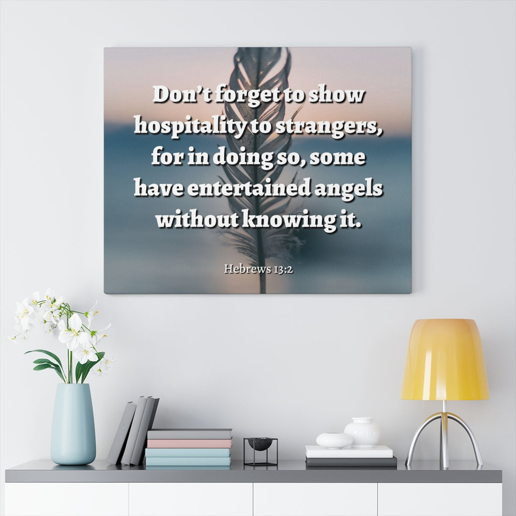 Scripture Walls Angels Hebrews 13:2 Bible Verse Canvas Christian Wall Art Ready to Hang Unframed-Express Your Love Gifts