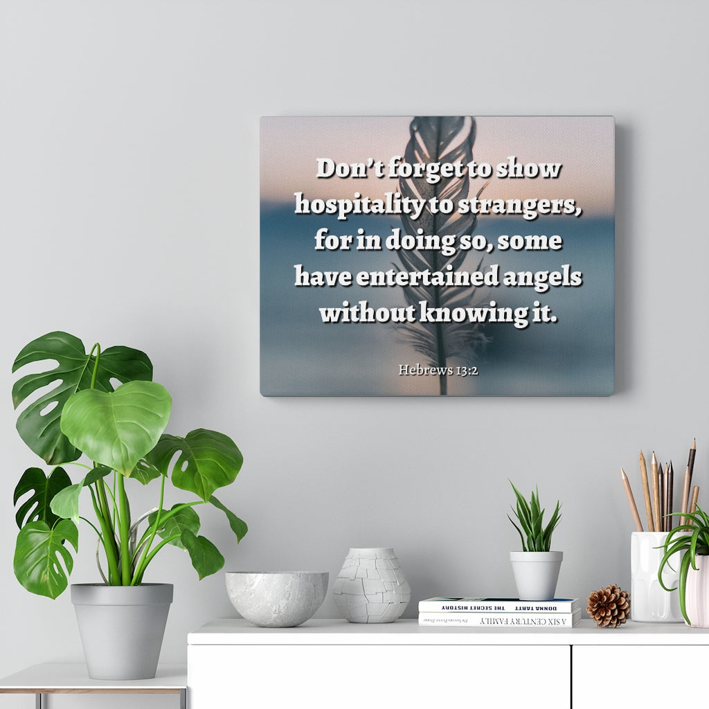 Scripture Walls Angels Hebrews 13:2 Bible Verse Canvas Christian Wall Art Ready to Hang Unframed-Express Your Love Gifts