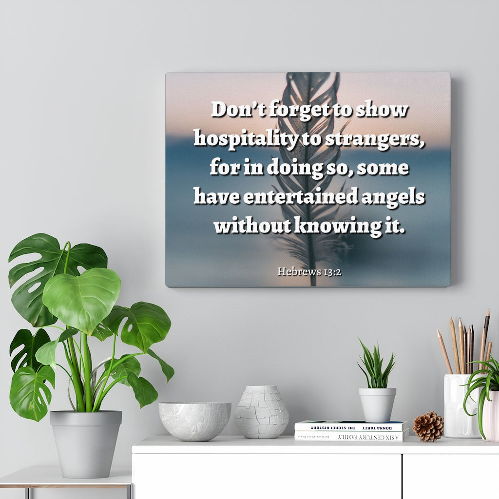 Scripture Walls Angels Hebrews 13:2 Bible Verse Canvas Christian Wall Art Ready to Hang Unframed-Express Your Love Gifts