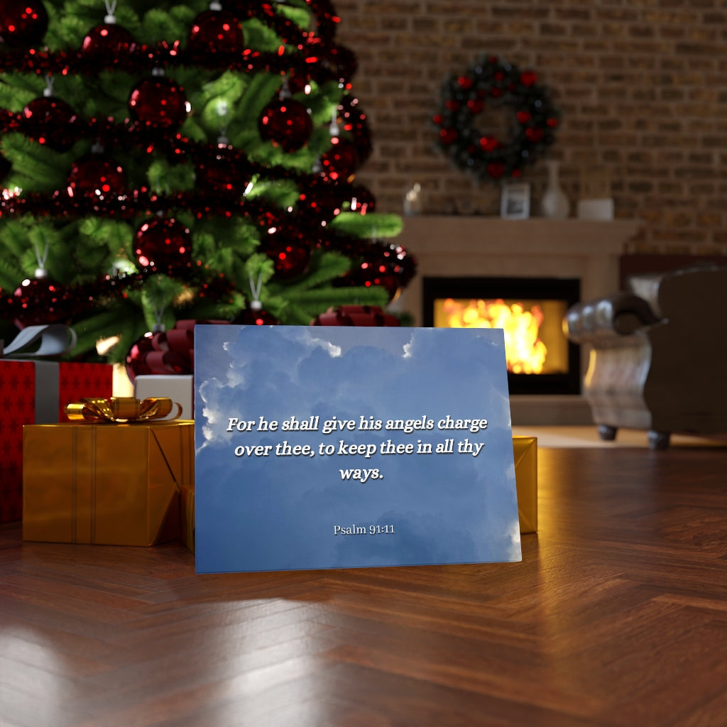 Scripture Walls Angels Over Thee Psalm 91:11 Bible Verse Canvas Christian Wall Art Ready to Hang Unframed-Express Your Love Gifts