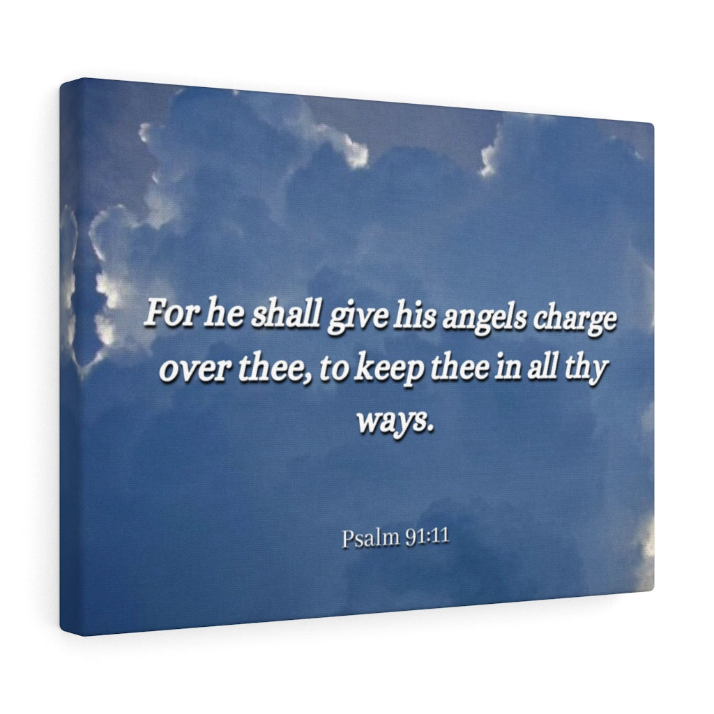 Scripture Walls Angels Over Thee Psalm 91:11 Bible Verse Canvas Christian Wall Art Ready to Hang Unframed-Express Your Love Gifts