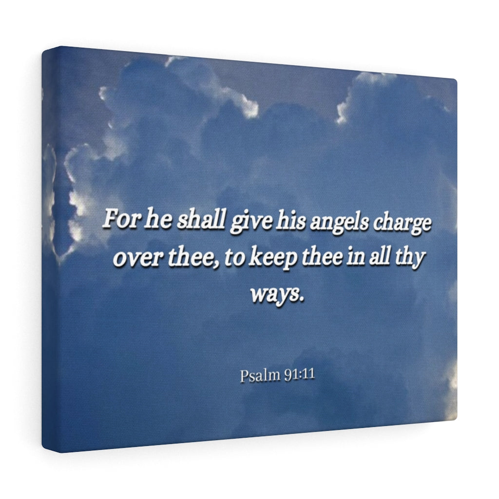 Scripture Walls Angels Over Thee Psalm 91:11 Bible Verse Canvas Christian Wall Art Ready to Hang Unframed-Express Your Love Gifts