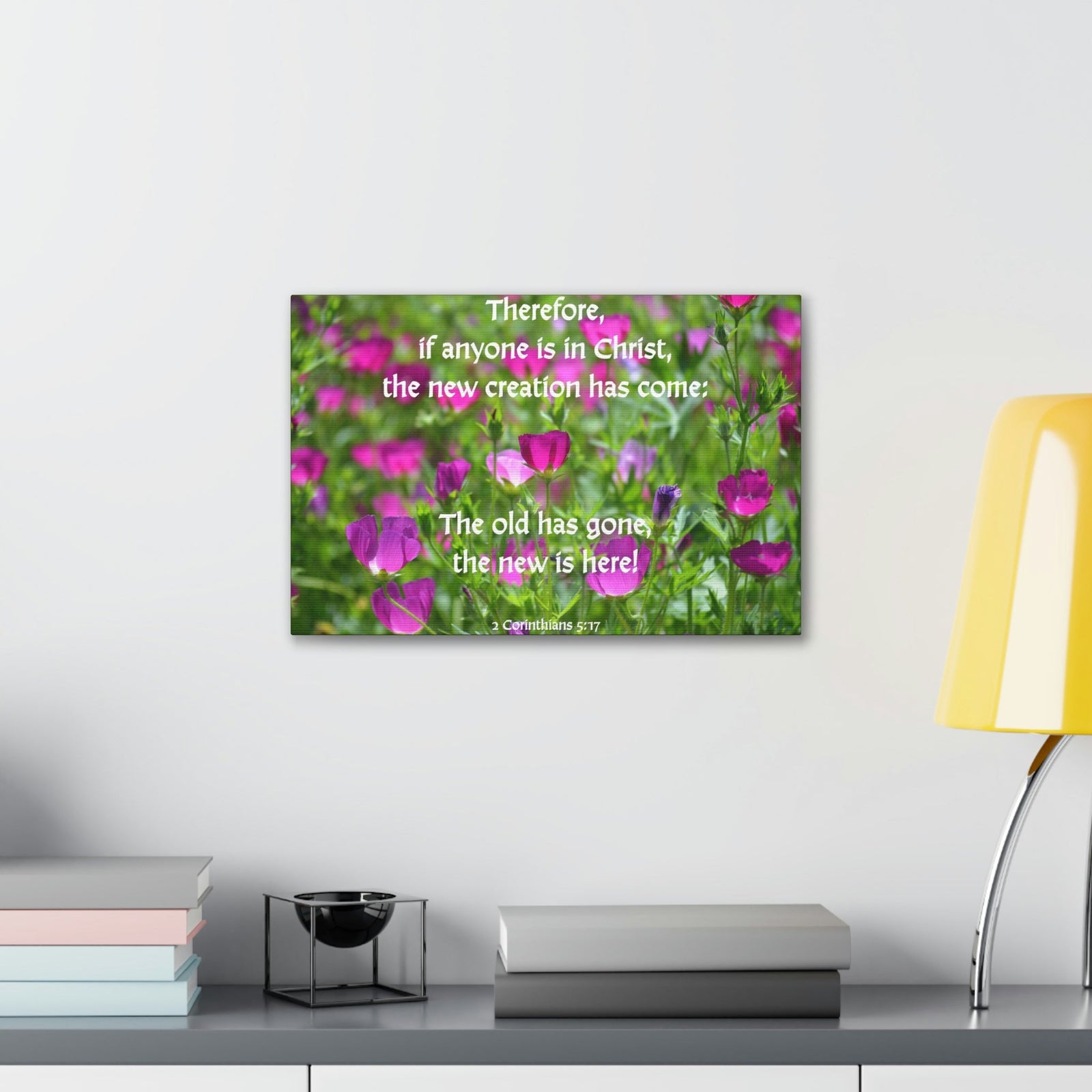Scripture Walls Anyone in Christ 2 Corinthians 5:17 Flowers Christian Wall Art Bible Verse Print Ready to Hang Unframed-Express Your Love Gifts