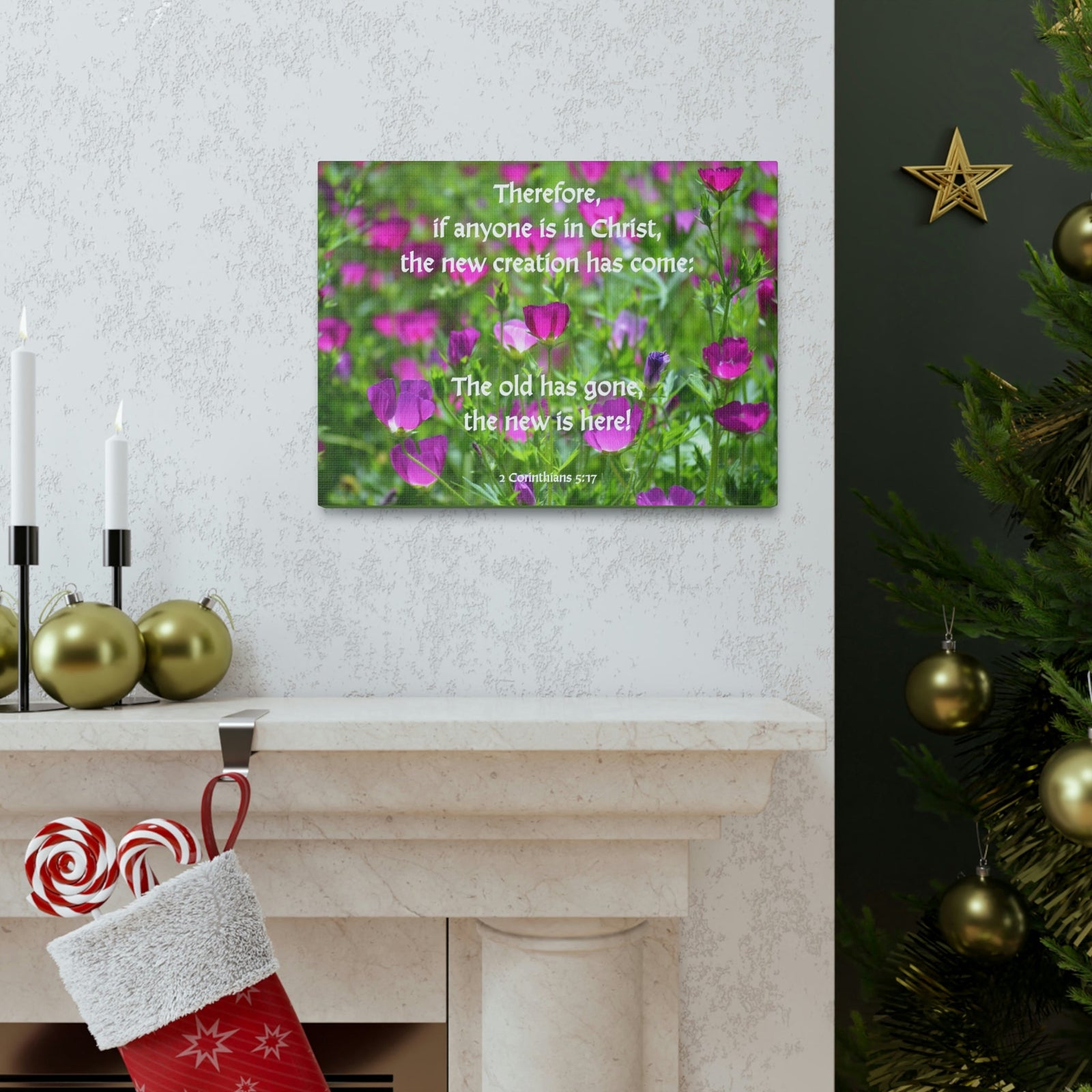 Scripture Walls Anyone in Christ 2 Corinthians 5:17 Flowers Christian Wall Art Bible Verse Print Ready to Hang Unframed-Express Your Love Gifts