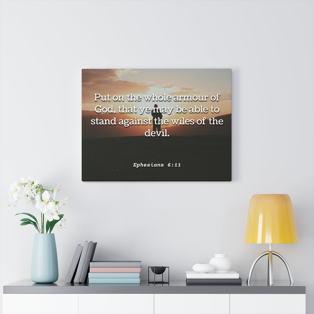 Scripture Walls Armour Of God Ephesians 6:11 Bible Verse Canvas Christian Wall Art Ready to Hang Unframed-Express Your Love Gifts