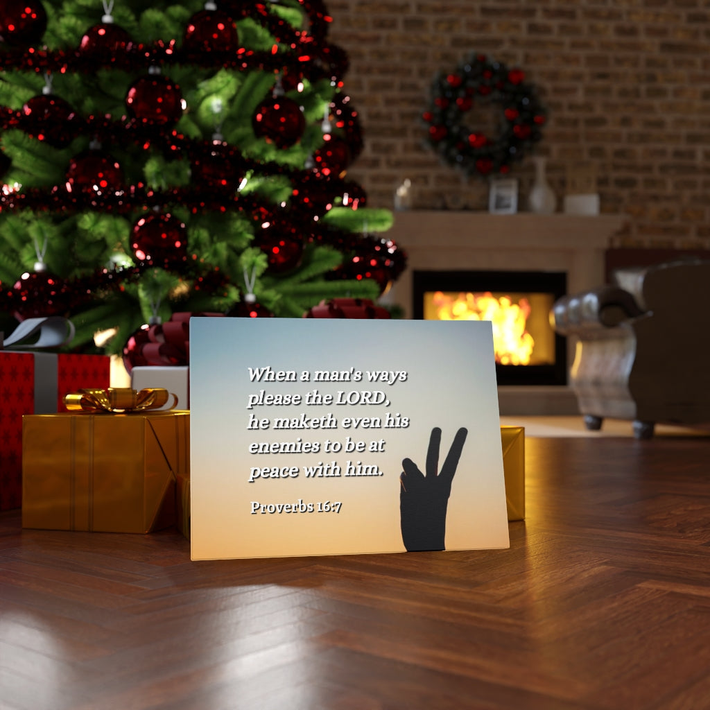 Scripture Walls At Peace Proverbs 16:7 Bible Verse Canvas Christian Wall Art Ready to Hang Unframed-Express Your Love Gifts