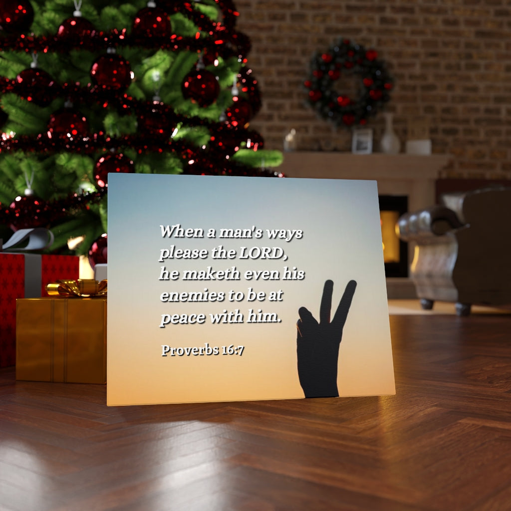 Scripture Walls At Peace Proverbs 16:7 Bible Verse Canvas Christian Wall Art Ready to Hang Unframed-Express Your Love Gifts