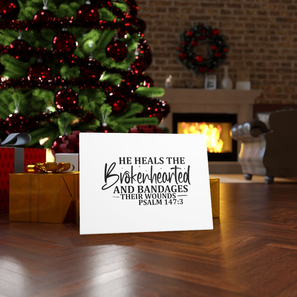 Scripture Walls Bandages Their Wounds Psalm 147:3 Bible Verse Canvas Christian Wall Art Ready to Hang Unframed-Express Your Love Gifts