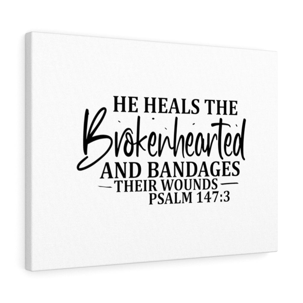 Scripture Walls Bandages Their Wounds Psalm 147:3 Bible Verse Canvas Christian Wall Art Ready to Hang Unframed-Express Your Love Gifts