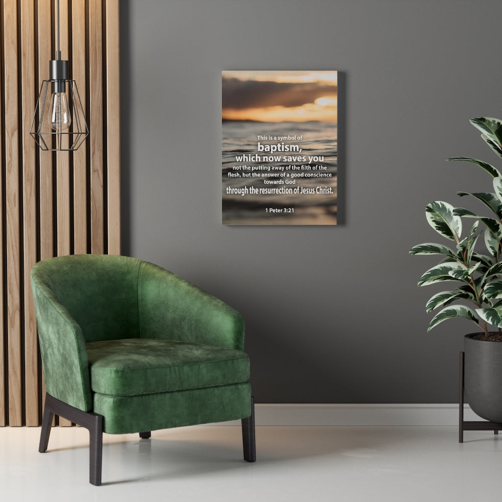 Scripture Walls Baptism 1 Peter 3:21 Bible Verse Canvas Christian Wall Art Ready to Hang Unframed-Express Your Love Gifts