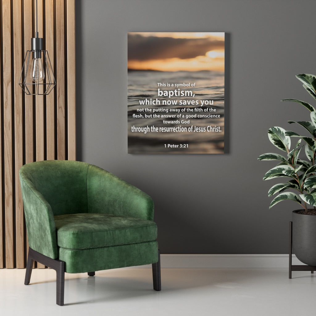 Scripture Walls Baptism 1 Peter 3:21 Bible Verse Canvas Christian Wall Art Ready to Hang Unframed-Express Your Love Gifts