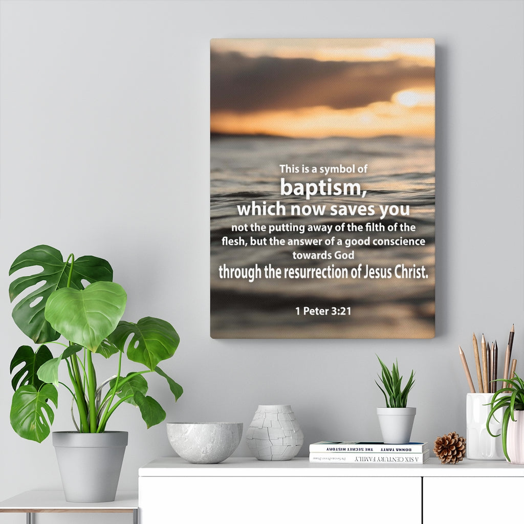 Scripture Walls Baptism 1 Peter 3:21 Bible Verse Canvas Christian Wall Art Ready to Hang Unframed-Express Your Love Gifts